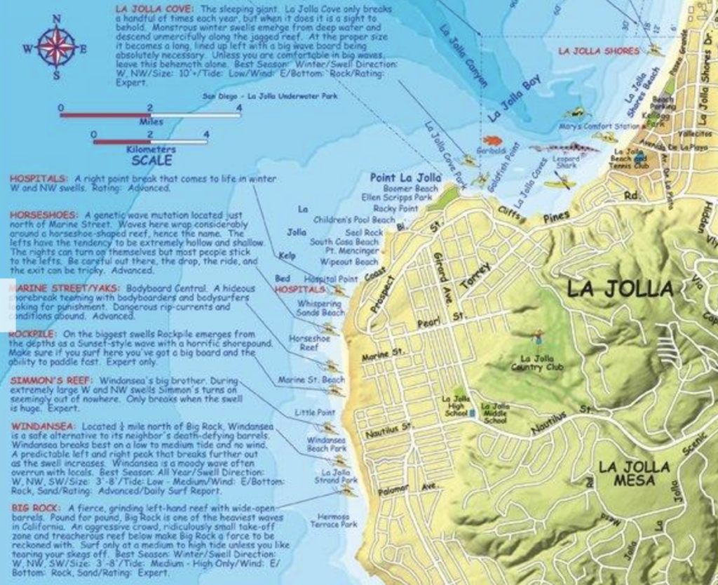 best surf spots in san diego map