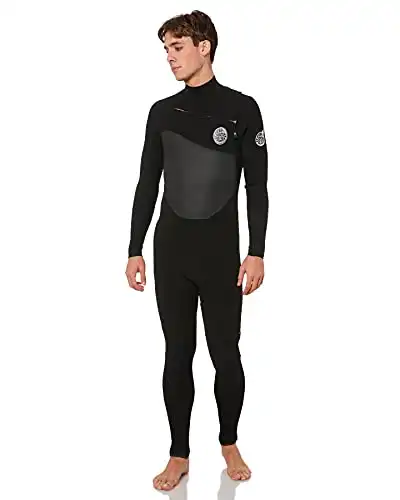 Rip Curl Mens Flashbomb 3/2mm Chest Zip Wetsuit - Black - Easy Stretch Lightweight Flash Lining