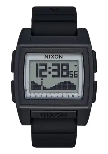 NIXON Base Tide Pro - Black - Digital Watch for Men and Women - Surfing, Diving, Fishing Watch - 42mm  Face, 24mm PU Band