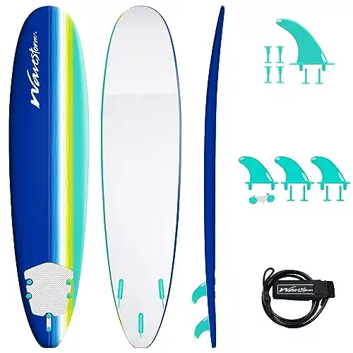 WAVESTORM 8ft Premium Classic Longboard Surfboard,BLT,8 Feet x 22.5 Inch x 3.25 Inch