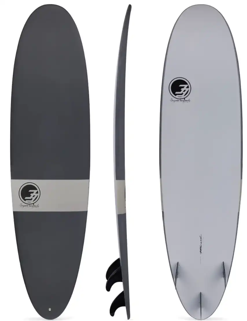 7'2" Poacher Funboard Surfboard Gray Chevron (Hybrid Epoxy Softtop) - Degree 33 Surfboards