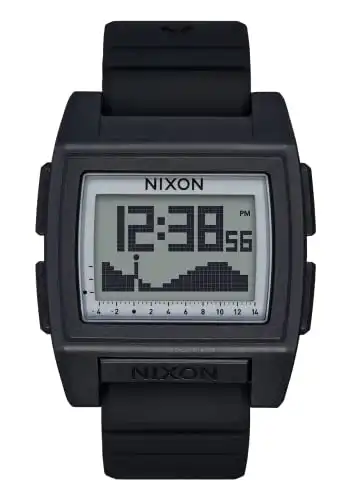 NIXON Base Tide Pro - Black - Digital Watch for Men and Women - Surfing, Diving, Fishing Watch - 42mm Face, 24mm PU Band